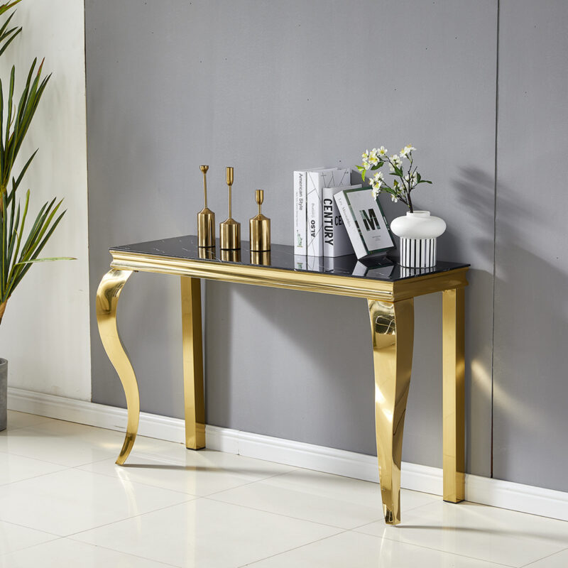 CONSOLE BAROQUE MARBRE NOIR DORE - Image 6