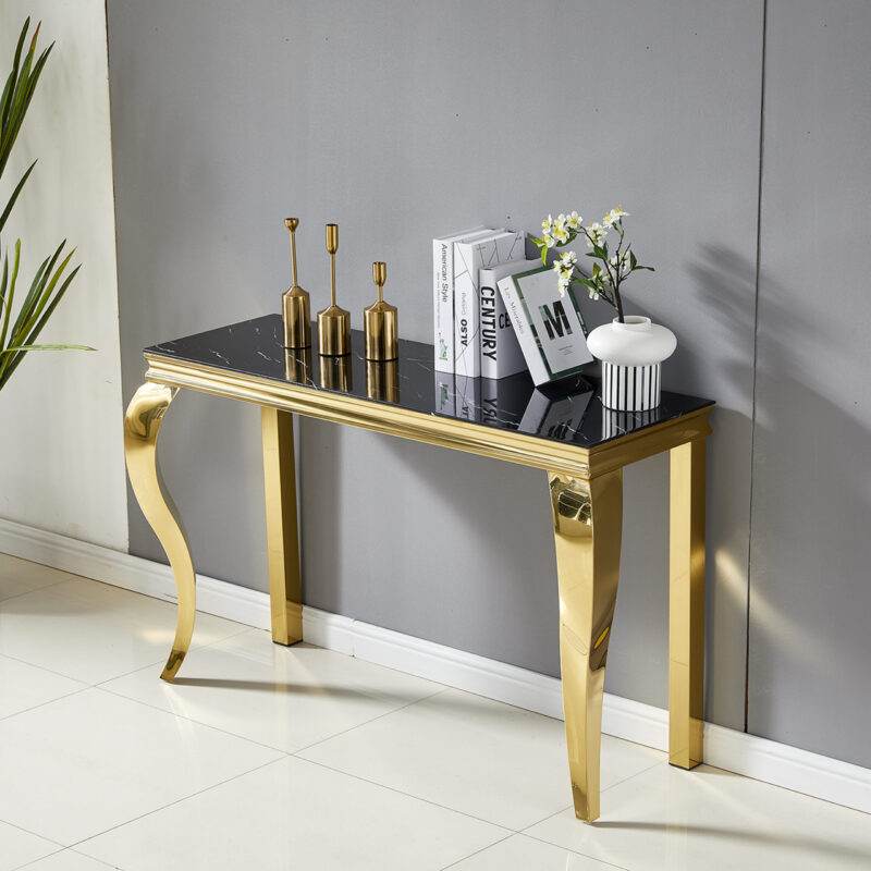 CONSOLE BAROQUE MARBRE NOIR DORE - Image 5
