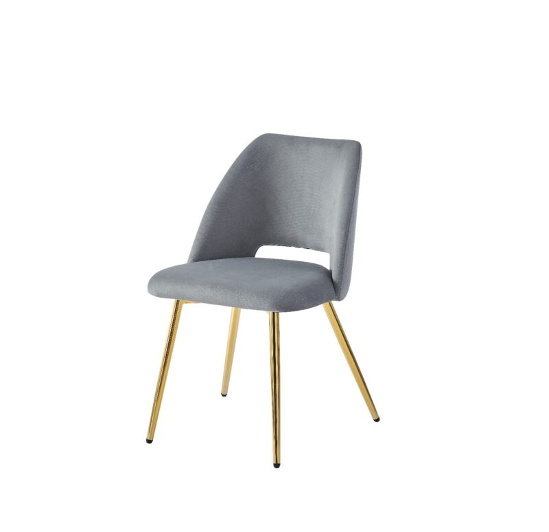 CHAISE VELOURS TAUPE PIED DORÉ - Image 3