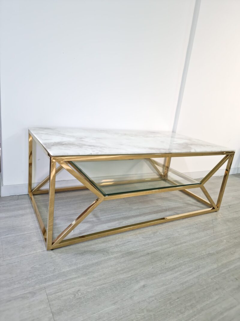 TABLE BASSE ROMI MARBRE DORE - Image 3
