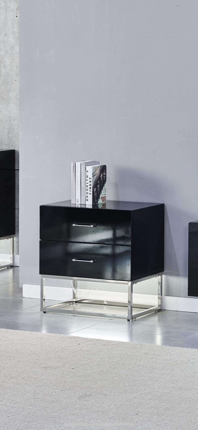 CHEVET ALYA BOIS LAQUE CHROME - Image 2