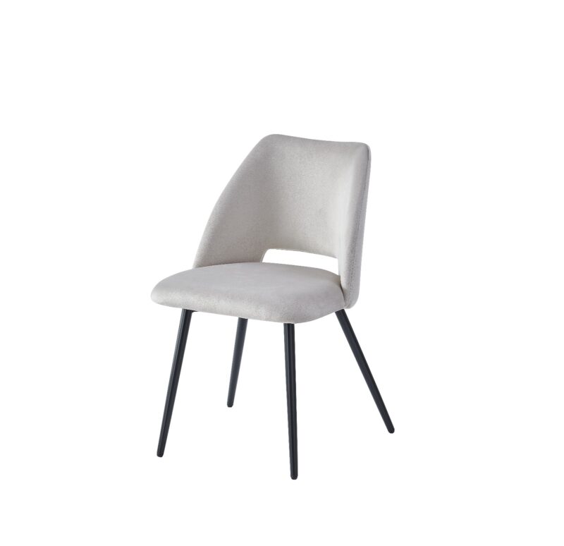 CHAISE VELOURS NOIR PIED NOIR - Image 2