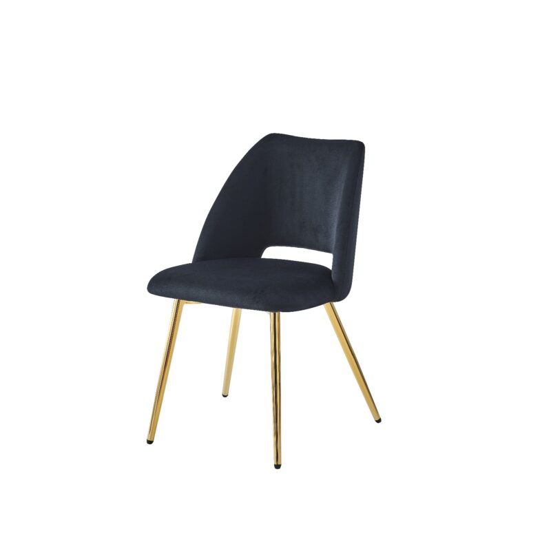 CHAISE VELOURS TAUPE PIED DORÉ - Image 2
