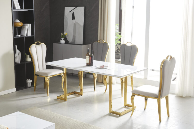 TABLE A MANGER LILA CERAMIQUE DORE 180 - Image 3