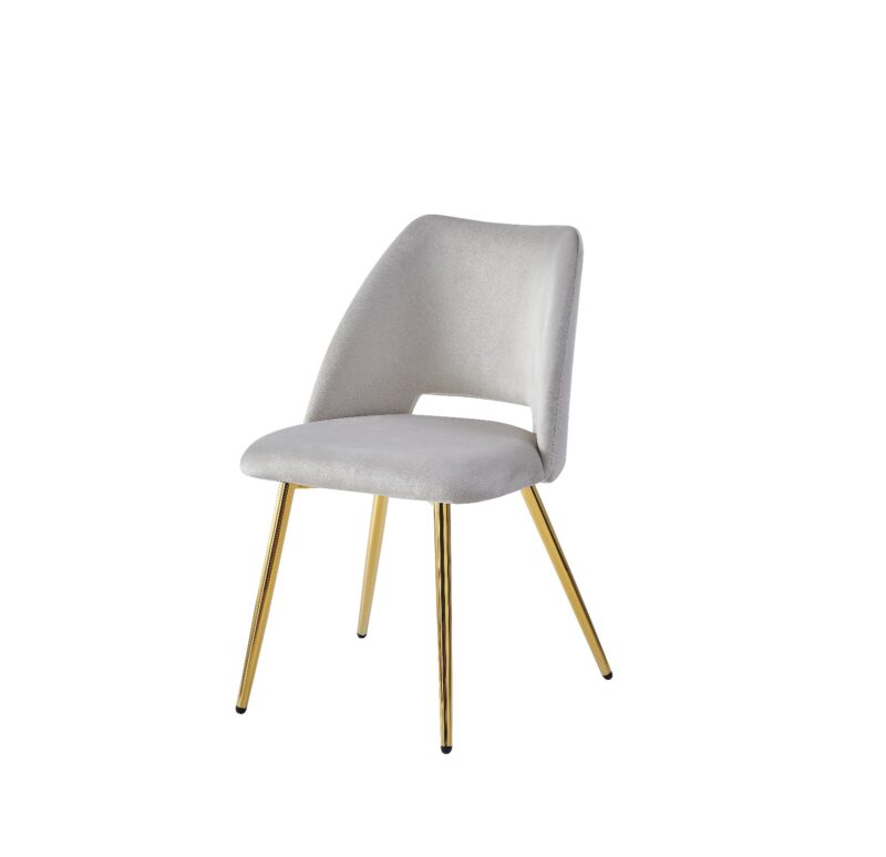 CHAISE VELOURS TAUPE PIED DORÉ - Image 4