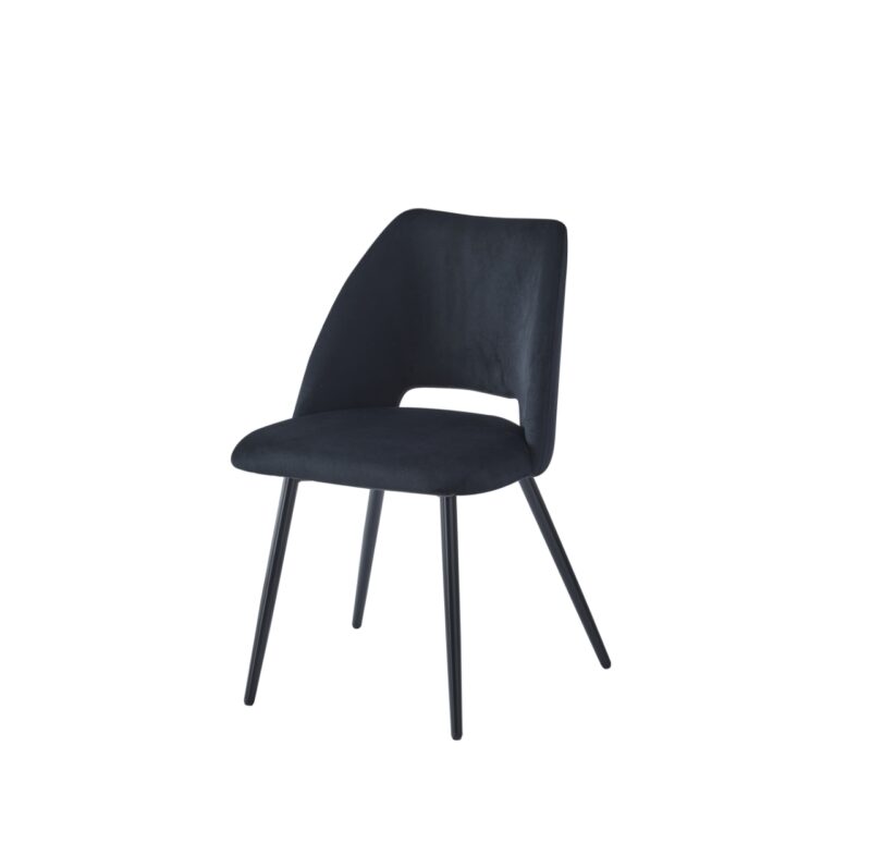 CHAISE VELOURS NOIR PIED NOIR - Image 4