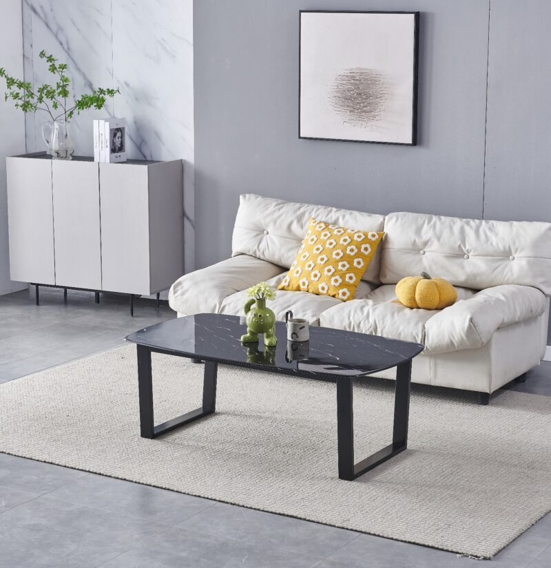 TABLE BASSE LOLA MARBRE PIED NOIR - Image 2