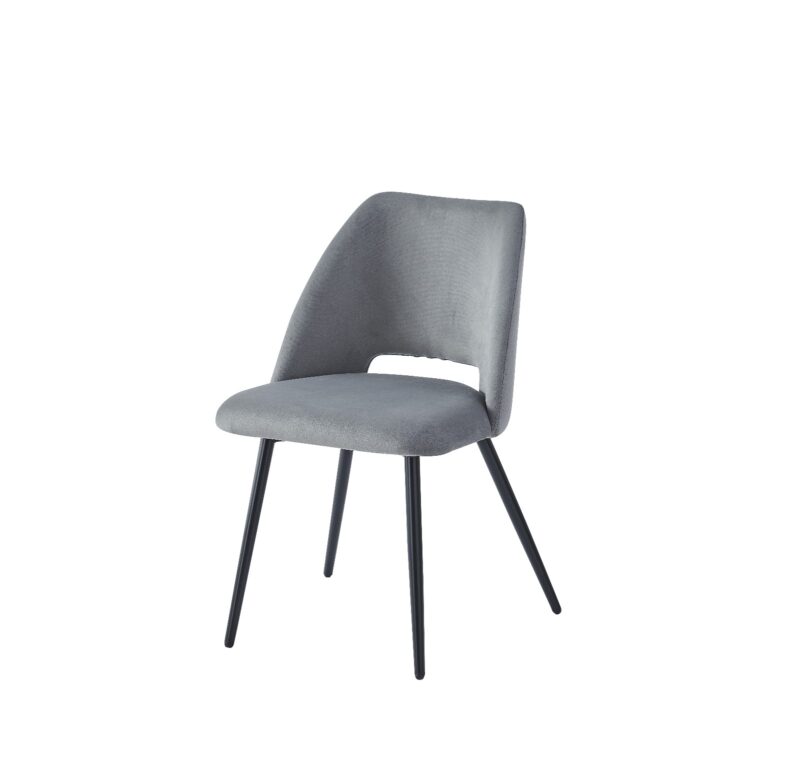 CHAISE VELOURS NOIR PIED NOIR - Image 3
