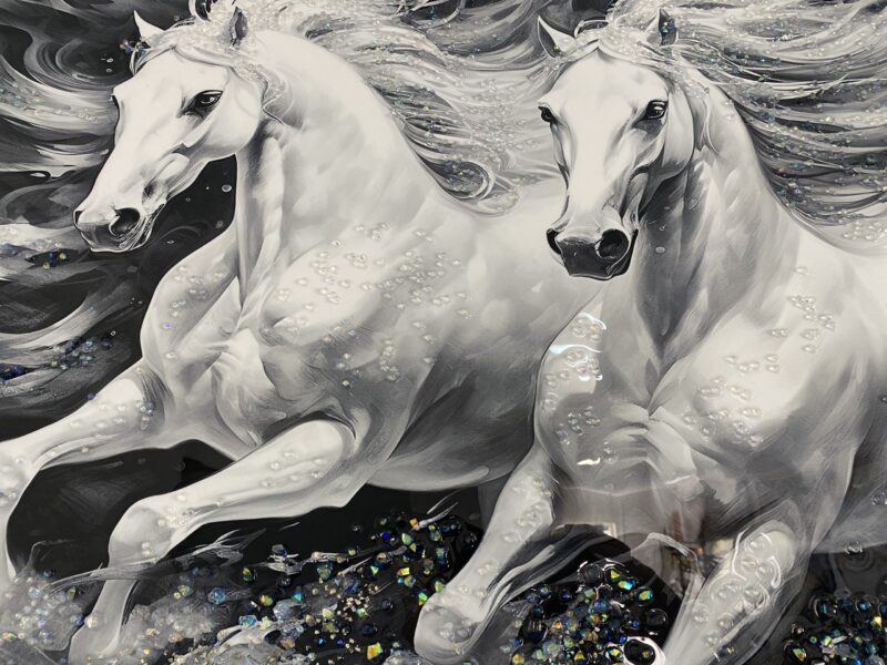 CADRE CHEVAUX BLANCS 92x62cm - Image 2