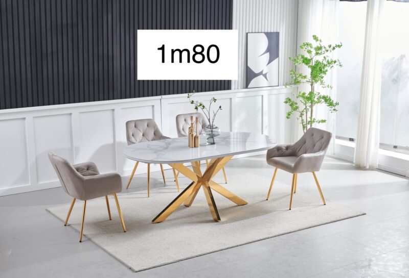 TABLE A MANGER CERAMIQUE OPHELIA DORE 1m80 - Image 4